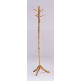 <b>Twist Style Oak Finish Wood Swivel Coat Rack Stand / Hall Tree</b>