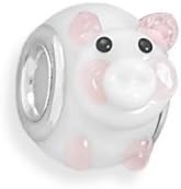 SCJ Sterling Silver Glass Charm Bead Pig Fits European Style Bracelet