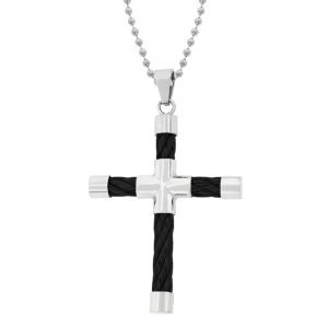 How to get Men’s Stainless Steel Cable Cross Pendant with Black Plating [Free Shipping] Guides