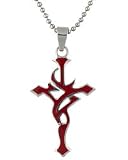 Tomas Stainless Steel & Red Enamel Cross Necklace