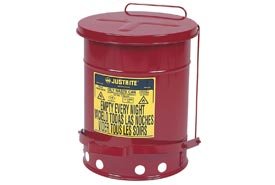 10 Gallon Justrite Oily Waste Can - Red