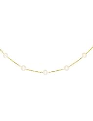 14K Gold White Cultured Round Pearl Necklace 18"