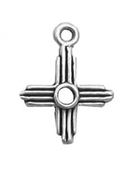 Sterling Silver 18" .8mm Wide Box Chain Necklace With Mini Zia Sun Symbol Pendant