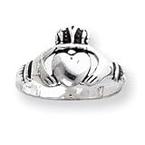 Sterling Silver Antiqued Claddagh Ring - Size 8