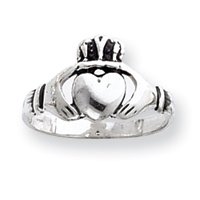 Sterling Silver Antiqued Claddagh Ring - Size 8