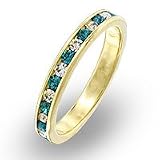 14k Gold Plated Emerald and Clear Swarovski Crystal Band