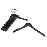 Generations 14541 Flat Hardwood Coat Hangers, 18, Metal Hook, Black Lacquer Finish, Eight/Pack