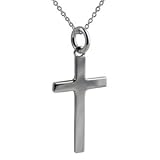 Croix plate solide en argent fin 925/1000 avec chaîne Rolo