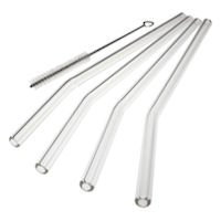 Glass Dharma Beautiful Bends 9.5mm Drinking Straws, Set of 4 with Brush