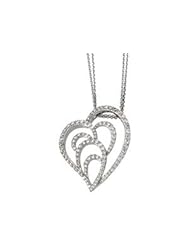 14K White Gold Diamond Heart Necklace1/3 Ct Tw