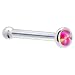 Solid 14KT White Gold 2mm Brilliant Pink Synthetic Opal Nose Bone - 18 Gauge