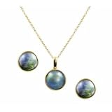 18K Yellow Gold Eyris Pearl Pendant and Earrings Set - 18
