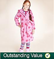 Older Girls Hooded Star Print Dressing Gown with Stay New