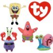 Ty Beanie Babies Set of 4- Sponge Bob Square Pants and Patrick Star, Mr. Krabs, and Gary the Snail
