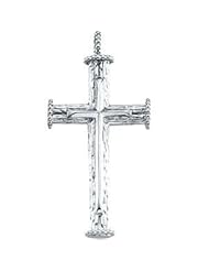 18k X1 White Gold Rugged Capital Cross Pendant