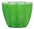 Colorful Art Glass Lime Green Flower Shaped Candle Votive 4 3/4"D, 3 1/2"H Set of Two