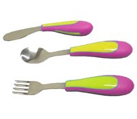 Childrens Toyshop  Toys : Playgro Easy Grip 3pc Metal Cutlery Set Pink/Yellow