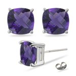 0.78 Ct Amethyst Stud Earrings in 14K White Gold