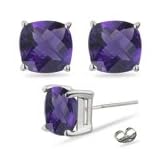 0.78 Ct Amethyst Stud Earrings in 14K White Gold