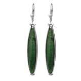 Carolyn Pollack Sterling Silver Aventurine Linear Willow Dangle Earrings