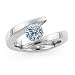 0.75 Carat E/SI1 Round Certified Diamond Tension Set Engagement Ring in Platinum