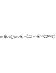 Sterling Silver Charm Bracelet w/ Puffed Hearts