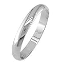 9ct White Gold, 3mm Wide, 'D' Shape Wedding Ring
