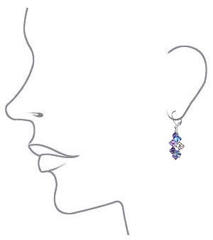 New Classic Beauty Lavender Blue And Clear Swarovski Crystal Sterling Silver Leverback Dangle Earrings under The Jewelry Store