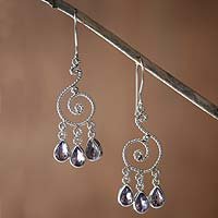 Buy NOVICA Amethyst earrings, 'Music' now!