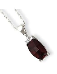 Sterling Silver Cushion Cut Red and Clear CZ Necklace QG1969-18"