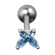 316 Surgical Stainless Steel Barbell with Blue CZ - Butterfly Sold as a Pair