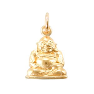 Small Sitting Laughing Buddha Pendant or Charm in Gold Vermeil, #8149