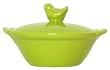 Stoneware Pottery Kiwi Bowl with Chick Top Cover 6"D, 3.5"H Set of 2