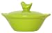 Stoneware Pottery Kiwi Bowl with Chick Top Cover 6"D, 3.5"H Set of 2