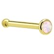 Solid 14KT Yellow Gold 2mm Light Pink Synthetic Opal Nose Bone - 18 Gauge