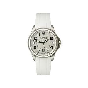 Victorinox Swiss Army Officer's Rubber Strap White Dial Women's Watch #241366