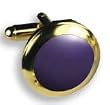 Cufflinks - Round Gold Setting with Purple Stone Center