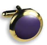 Cufflinks - Round Gold Setting with Purple Stone Center