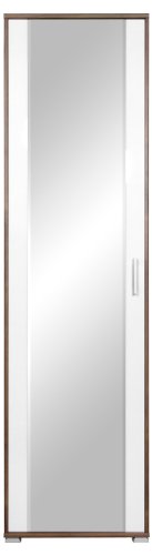 Germania 1264-94 Kleiderschrank "Tim", 1 Spiegelt&uuml;r dahinter 1 Kleiderstange + 2 Einlegeb&ouml;den, Walnuss-Nb. / wei&szlig; Glanz