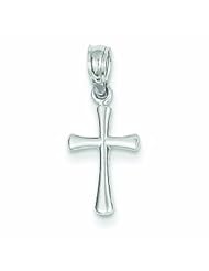14K White Gold Mini Beveled Cross Pendant