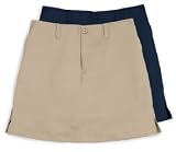 Girls Button Fly Skort in Khaki and Navy by Classroom School Uniforms. Husky sizes too!
