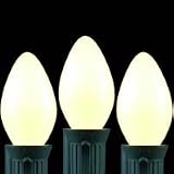 Novelty Lights - Inc. C7-5C-WH Ceramic (Opaque) Christmas Replacement Bulbs - White - 25 Pack