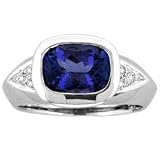 14k White Gold Cushion Tanzanite and Diamond Ring 2.44 TCW