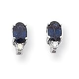 14k White Gold 6x4mm Oval Sapphire AA Diamond earring XE755S/AA