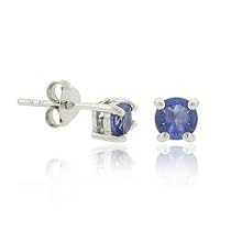 Simulated Tanzanite CZ Round Silver Studs/Stud Earrings