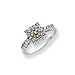 14k White Gold White and Champagne Diamond Ring