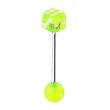Stainless Steel with UV Green Barbell - Dice Sold as a Pair