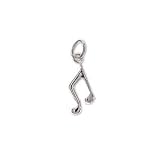 Sterling Silver Charm Sleek Music Musical Notes 10mm