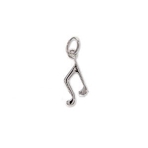 Sterling Silver Charm Sleek Music Musical Notes 10mm