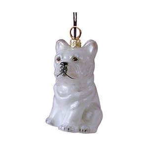 Blown Glass French Bulldog Christmas Ornament